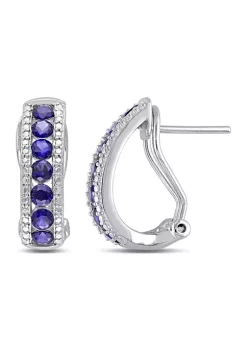 Flash Sale 💯 Lab Created Channel Set Created Blue Sapphire Earrings in Sterling Silver by Belk & Co. ❤️