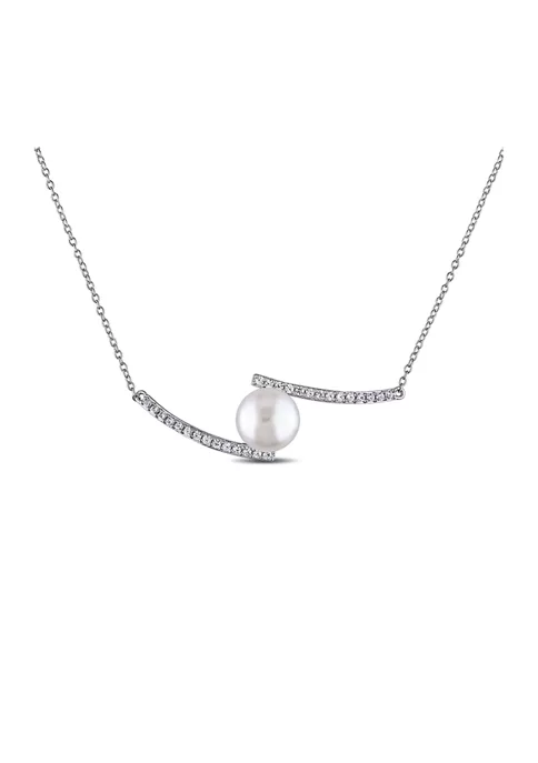 Cheapest 🎉 Lab Created 10 - 10.5 MM White Cultured Freshwater Pearl and Created White Sapphire Bypass Necklace in Sterling Silver by Belk & Co. ⌛ 1 Cheapest 🎉 Lab Created 10 - 10.5 MM White Cultured Freshwater Pearl and Created White Sapphire Bypass Necklace in Sterling Silver by Belk & Co. ⌛
