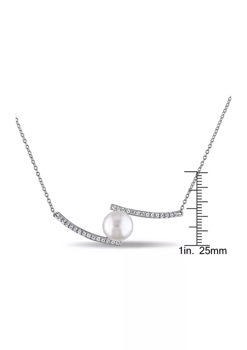 Cheapest 🎉 Lab Created 10 - 10.5 MM White Cultured Freshwater Pearl and Created White Sapphire Bypass Necklace in Sterling Silver by Belk & Co. ⌛ 3 Cheapest 🎉 Lab Created 10 - 10.5 MM White Cultured Freshwater Pearl and Created White Sapphire Bypass Necklace in Sterling Silver by Belk & Co. ⌛ - Image 3