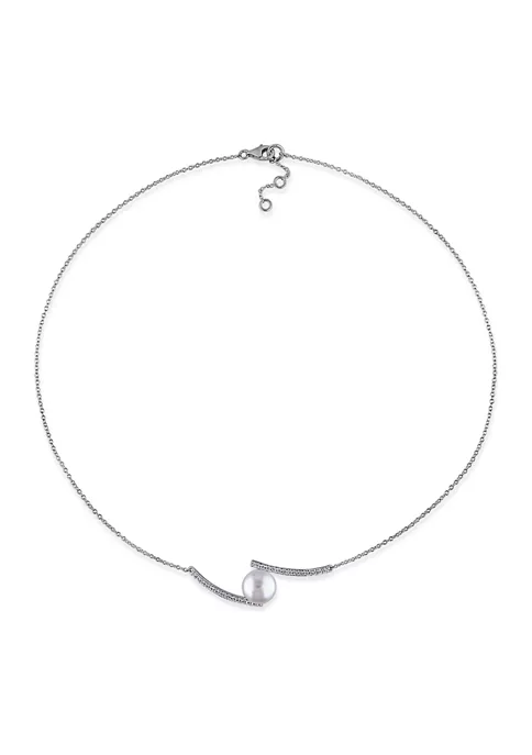 Cheapest 🎉 Lab Created 10 - 10.5 MM White Cultured Freshwater Pearl and Created White Sapphire Bypass Necklace in Sterling Silver by Belk & Co. ⌛ 4 Cheapest 🎉 Lab Created 10 - 10.5 MM White Cultured Freshwater Pearl and Created White Sapphire Bypass Necklace in Sterling Silver by Belk & Co. ⌛ - Image 4