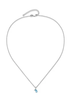 Budget 😉 1.1 ct. t.w. Light Swiss Blue Topaz and White Topaz with 2 Inch Extension Necklace in Rhodium Plated Sterling Silver by Belk & Co. 🌟