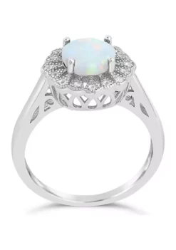 Outlet 💯 Lab Created 0.8 ct. t.w. Created Opal and White Topaz Ring in Sterling Silver by Belk & Co. 👍 -DealsBelk & Co. Store Belk 2761