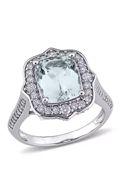 Budget ❤️ 3.5 ct. t.w. Aquamarine and 5/8 ct. t.w. Diamond Vintage Halo Ring by Belk & Co. ❤️ -DealsBelk & Co. Store Belk 27616