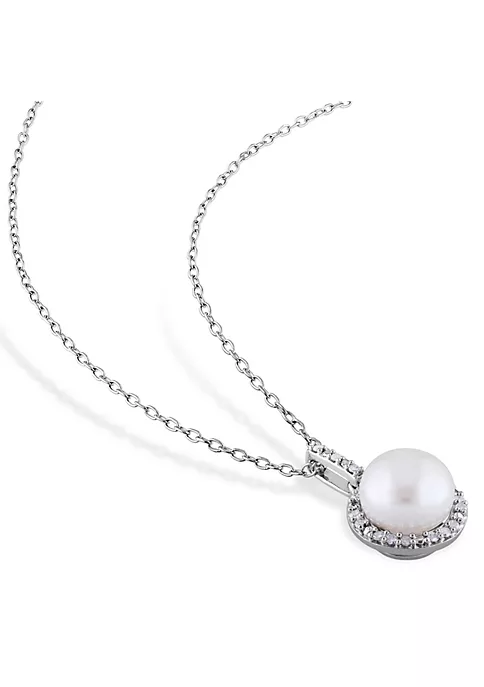 Deals 🎁 2-Piece Set of 8-8.5MM Freshwater Cultured Pearl and 1/3 ct. t.w. Diamond Earrings and Pendant with Chain in Sterling Silver by Belk & Co. 💯 4 Deals 🎁 2-Piece Set of 8-8.5MM Freshwater Cultured Pearl and 1/3 ct. t.w. Diamond Earrings and Pendant with Chain in Sterling Silver by Belk & Co. 💯 - Image 4