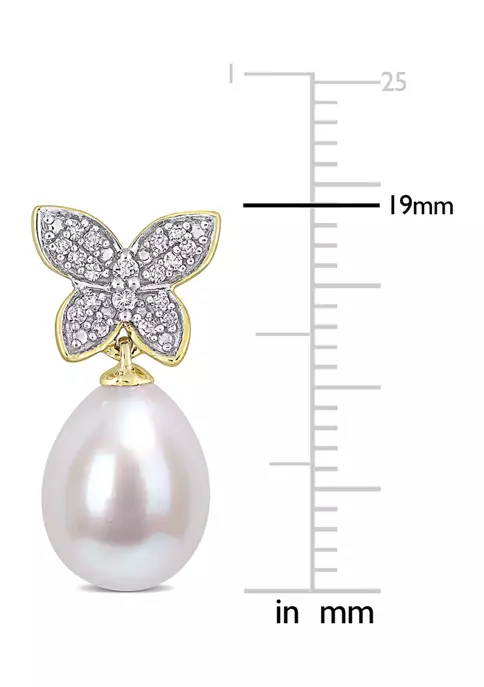 Hot Sale โจ 9 Millimeter Freshwater Cultured Pearl and 1/8 ct. t.w. Diamond Butterfly Drop Earrings in 10k Yellow Gold by Belk & Co. ๐ 2 Hot Sale โจ 9 Millimeter Freshwater Cultured Pearl and 1/8 ct. t.w. Diamond Butterfly Drop Earrings in 10k Yellow Gold by Belk & Co. ๐ - Image 2