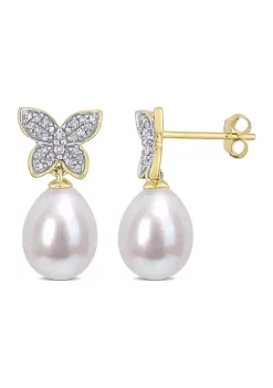 Hot Sale โจ 9 Millimeter Freshwater Cultured Pearl and 1/8 ct. t.w. Diamond Butterfly Drop Earrings in 10k Yellow Gold by Belk & Co. ๐ 7 Hot Sale โจ 9 Millimeter Freshwater Cultured Pearl and 1/8 ct. t.w. Diamond Butterfly Drop Earrings in 10k Yellow Gold by Belk & Co. ๐ -DealsBelk & Co. Store Belk 27649