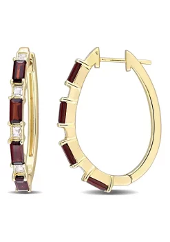 Budget 😍 3 ct. t.g.w. Garnet & White Topaz Hoop Earring in Yellow Plated Sterling Silver by Belk & Co. 🥰