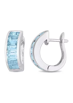 Top 10 ❤️ 5.60 ct. t.g.w. Sky Blue Topaz Hoop Earrings in Sterling Silver by Belk & Co. 🛒