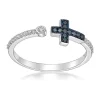 New ✔️ 1/8 ct. t.w. Blue and White Diamond Sideways Cross Open Shank Ring in Sterling Silver by Belk & Co. 🥰