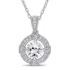 Buy ⌛ Lab Created 1.1 CT TGW Created White Sapphire and 1/10 CT TW Diamond Circular Halo Necklace in Sterling Silver by Belk & Co. 🌟