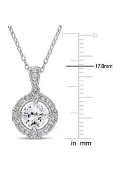 Buy ⌛ Lab Created 1.1 CT TGW Created White Sapphire and 1/10 CT TW Diamond Circular Halo Necklace in Sterling Silver by Belk & Co. 🌟 -DealsBelk & Co. Store Belk 27676
