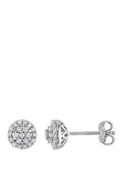 Outlet ๐ 1/4 ct. t.w. Diamond Cluster Halo Stud Earrings in Sterling Silver by Belk & Co. ๐
