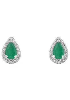 Deals 😀 Sterling Silver 6x4mm Pear Shaped Emerald Diamond Accent Halo Stud Earrings by Belk & Co. 😍 -DealsBelk & Co. Store Belk 27684