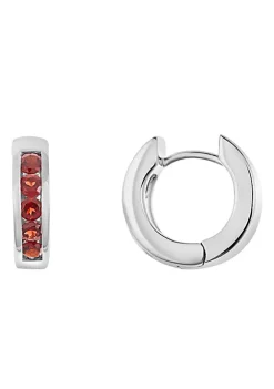 Top 10 😀 Sterling Silver Garnet Huggie Hoop Earrings by Belk & Co. 🎉