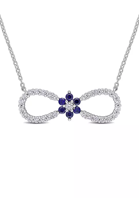 New ๐ Lab Created 1.2 ct. t.w. Created Blue and White Sapphire Infinity Floral Necklace in Sterling Silver by Belk & Co. ๐ฏ 1 New ๐ Lab Created 1.2 ct. t.w. Created Blue and White Sapphire Infinity Floral Necklace in Sterling Silver by Belk & Co. ๐ฏ