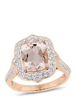 Discount ⭐ 2.58 ct. t.w. Morganite and 5/8 ct. t.w. Diamond Halo Engagement Ring in 14k Rose Gold by Belk & Co. 🥰