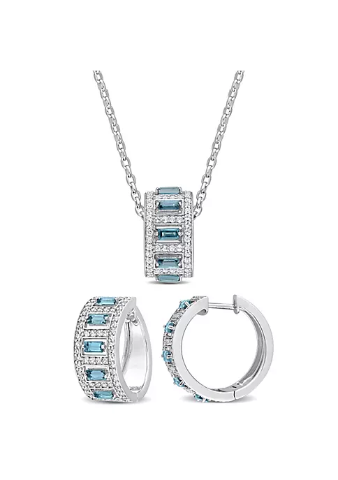 Best deal โค๏ธ 2-Piece Set of 9.9 ct. t.g.w. London Blue Topaz and Created White Sapphire Earrings and Pendant with Chain in Sterling Silver by Belk & Co. ๐ 1 Best deal โค๏ธ 2-Piece Set of 9.9 ct. t.g.w. London Blue Topaz and Created White Sapphire Earrings and Pendant with Chain in Sterling Silver by Belk & Co. ๐