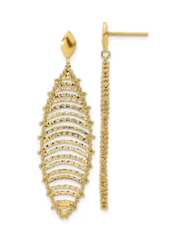 New ⭐ 14K Yellow Gold Polished and Textured Post Dangle Earrings by Belk & Co. ⭐