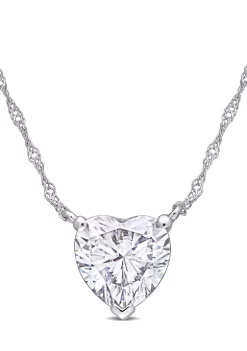 New 🎁 2 ct. t.w. Created Moissanite Heart Solitaire Pendant with Chain in 10K White Gold by Belk & Co. 🎉 -DealsBelk & Co. Store Belk 27754