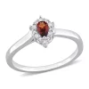 Best deal 👍 1/4 CT TGW Garnet and 1/10 CT TW Diamond Halo Ring in Sterling Silver by Belk & Co. ⭐
