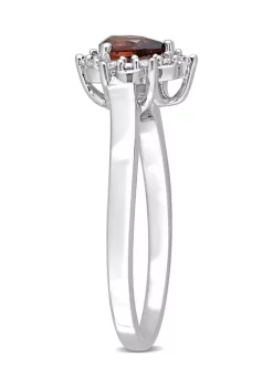 Best deal 👍 1/4 CT TGW Garnet and 1/10 CT TW Diamond Halo Ring in Sterling Silver by Belk & Co. ⭐ -DealsBelk & Co. Store Belk 27785