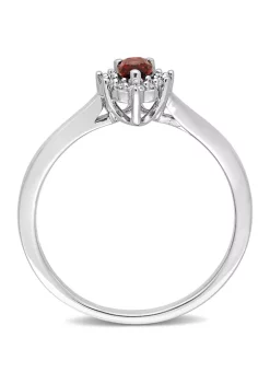 Best deal 👍 1/4 CT TGW Garnet and 1/10 CT TW Diamond Halo Ring in Sterling Silver by Belk & Co. ⭐ -DealsBelk & Co. Store Belk 27787
