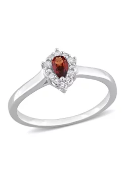 Best deal 👍 1/4 CT TGW Garnet and 1/10 CT TW Diamond Halo Ring in Sterling Silver by Belk & Co. ⭐ -DealsBelk & Co. Store Belk 27788