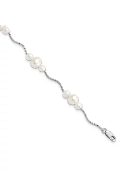 Cheap ❤️ Sterling Silver Rhodium-plated 3-6mm Freshwater Cultured Pearl Bracelet by Belk & Co. 🔔