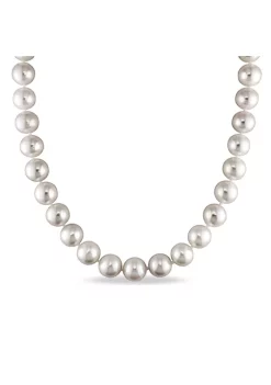 Brand new 🧨 9.5-10.5 Millimeter Cultured Freshwater Pearl Strand Necklace with 14k White Gold and Diamond Clasp by Belk & Co. ⌛
