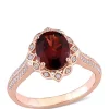 Flash Sale 🛒 2 ct. t.w. Garnet and 1/6 ct. t.w. Diamond Vintage Flower Ring in 14K Rose Gold by Belk & Co. ⭐