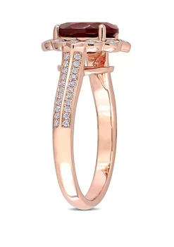 Flash Sale 🛒 2 ct. t.w. Garnet and 1/6 ct. t.w. Diamond Vintage Flower Ring in 14K Rose Gold by Belk & Co. ⭐ -DealsBelk & Co. Store Belk 27823
