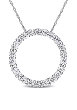 Top 10 🎁 2.2 ct. t.w. Moissanite Circle Pendant with Chain in 14K White Gold by Belk & Co. 🥰