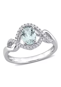 Wholesale 💯 5/8 ct. t.g.w. Aquamarine and 1/6 ct. t.w. Diamond Infinity Ring in 10K White Gold by Belk & Co. ⭐