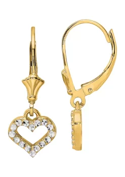 Top 10 🌟 14K Yellow Gold and White Rhodium Diamond-Cut Heart Lever Back Earrings by Belk & Co. 🔔