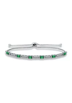 Flash Sale 💯 Lab Created 1.57 ct. Nano Emerald and Created White Sapphire Bolo Bracelet, Sterling Silver by Belk & Co. 🔔