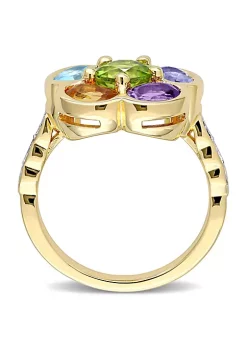 Best Sale 🌟 Rhodolite Citrine Swiss- Blue Topaz Amethyst Iolite Peridot and Diamond Accent Floral Ring in Yellow Plated Sterling Silver by Belk & Co. ❤️ -DealsBelk & Co. Store Belk 27902