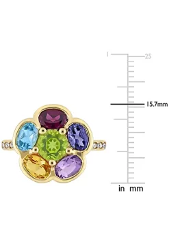 Best Sale 🌟 Rhodolite Citrine Swiss- Blue Topaz Amethyst Iolite Peridot and Diamond Accent Floral Ring in Yellow Plated Sterling Silver by Belk & Co. ❤️ -DealsBelk & Co. Store Belk 27903