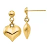 Discount ✔️ 14K Yellow Gold Polished Puffed Heart Dangle Post Earrings by Belk & Co. 🔔
