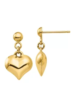 Discount ✔️ 14K Yellow Gold Polished Puffed Heart Dangle Post Earrings by Belk & Co. 🔔 -DealsBelk & Co. Store Belk 27909