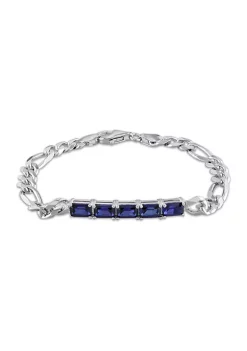Best Pirce 💯 Lab Created 4.70 ct. t.g.w. Created Blue Sapphire Birthstone Link Bracelet in Sterling Silver by Belk & Co. 😍