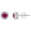Flash Sale ❤️ Sterling Silver 5mm Round Ruby Diamond Accent Halo Stud Earrings by Belk & Co. ❤️