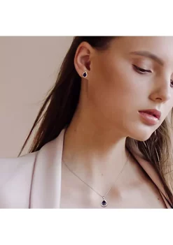 Best reviews of 👍 Lab Created Created Blue and Created White Sapphire Teardrop Halo Pendant with Chain and Stud Earrings 2-Piece Set in Sterling Silver by Belk & Co. ✔️ -DealsBelk & Co. Store Belk 27924