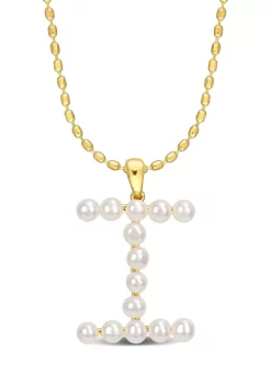 Best reviews of 🔥 3.5-4mm Freshwater Cultured Pearl ""I"" Initial Pendant with Chain in Yellow Plated Sterling Silver by Belk & Co. 🔥