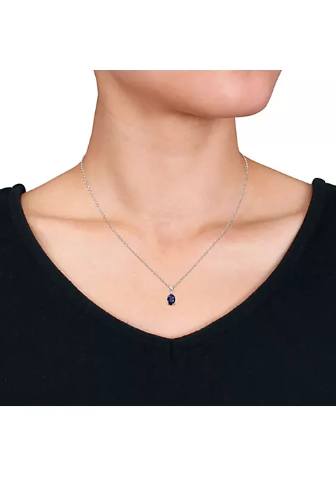 Brand new 🔔 1.27 ct. t.g.w. Created Blue Sapphire Solitaire Pendant with Chain in Sterling Silver by Belk & Co. ⌛ 2 Brand new 🔔 1.27 ct. t.g.w. Created Blue Sapphire Solitaire Pendant with Chain in Sterling Silver by Belk & Co. ⌛ - Image 2