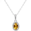 Deals 🤩 Sterling Silver 6x4mm Oval Citrine Diamond Accent Halo Pendant Necklace by Belk & Co. 🥰