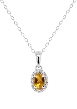 Deals 🤩 Sterling Silver 6x4mm Oval Citrine Diamond Accent Halo Pendant Necklace by Belk & Co. 🥰 -DealsBelk & Co. Store Belk 27940