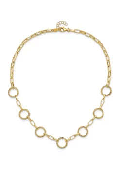 Coupon 🛒 14K Yellow Gold Diamond Cut and Textured Circles Fancy Link with 1 Inch Extension Necklace by Belk & Co. ⭐ -DealsBelk & Co. Store Belk 27955