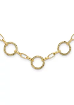 Coupon 🛒 14K Yellow Gold Diamond Cut and Textured Circles Fancy Link with 1 Inch Extension Necklace by Belk & Co. ⭐ -DealsBelk & Co. Store Belk 27958