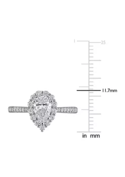 Promo 💯 1.37 ct. t.w. Created Moissanite Teardrop Halo Engagement Ring in Sterling Silver by Belk & Co. 🥰 -DealsBelk & Co. Store Belk 2796
