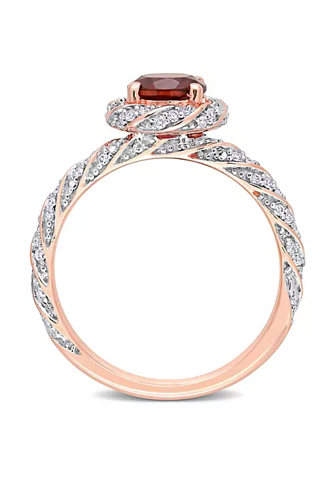 New ⭐ Garnet and 1/4 CT TW Diamond Halo Vintage Ring in 14k Rose Gold by Belk & Co. ❤️ 3 New ⭐ Garnet and 1/4 CT TW Diamond Halo Vintage Ring in 14k Rose Gold by Belk & Co. ❤️ - Image 3